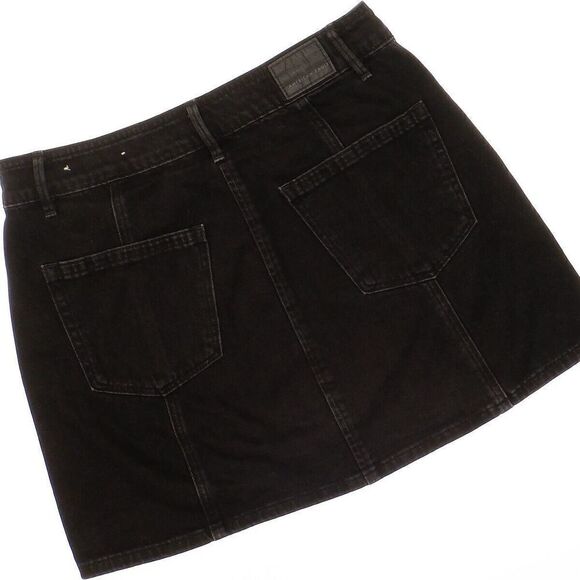 American Eagle Skirt Size 4 Womens Black Mid Rise A Line Denim Button Up 29x15.5 - Picture 4 of 7